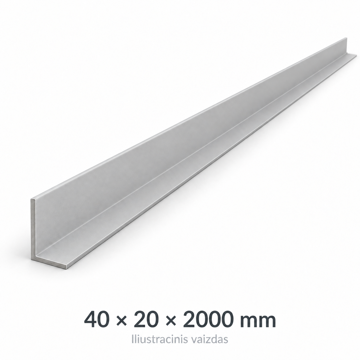 Išorinio kampo 40 × 20 × 2000 mm iliustracinė vizualizacija